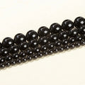 Black Obsidian Round Beads — Natural Stone for Jewelry Making