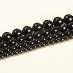 Black Obsidian Round Beads — Natural Stone for Jewelry Making