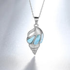 Larimar Spiral Shell Pendant Necklace, 925 Sterling Silver