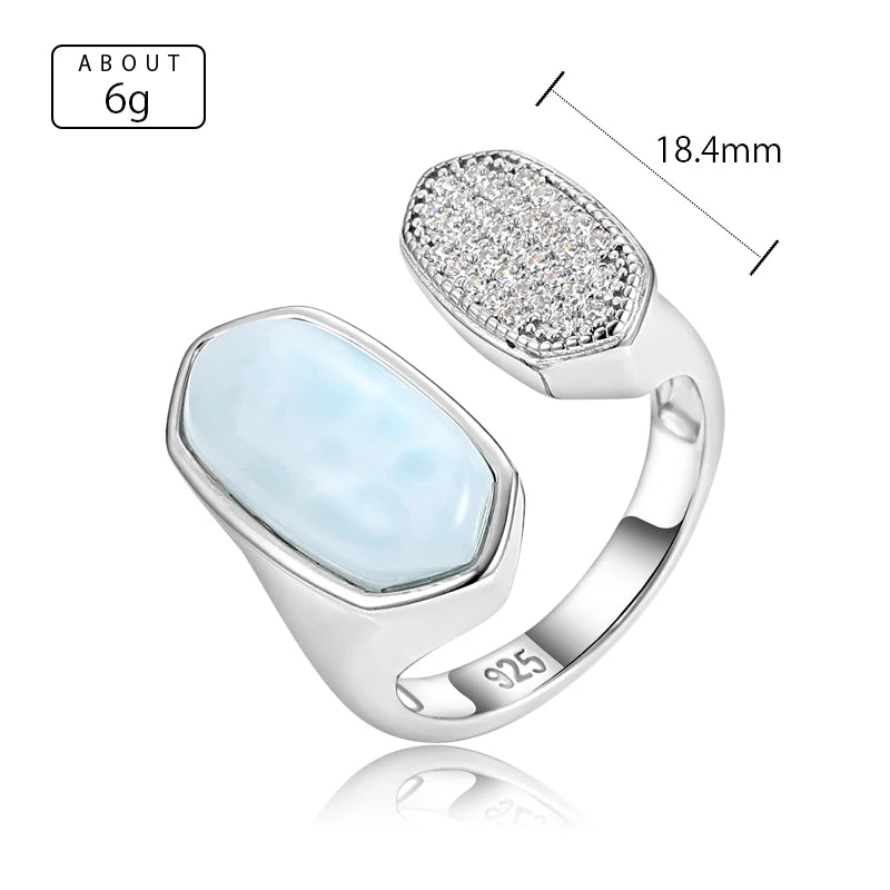 Larimar Dual-Shape Ring, Pavé Oval Disc