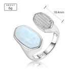 Larimar Dual-Shape Ring, Pavé Oval Disc