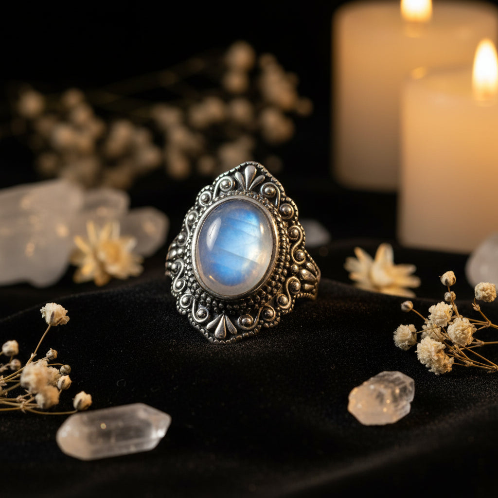Moonstone 925 Silver Ring | Natural Gemstone Ring
