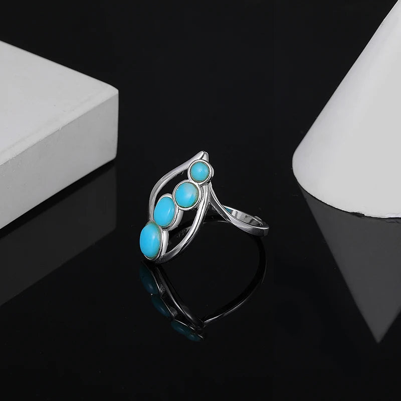 Larimar Cascade Open Ring in 925 Sterling Silver