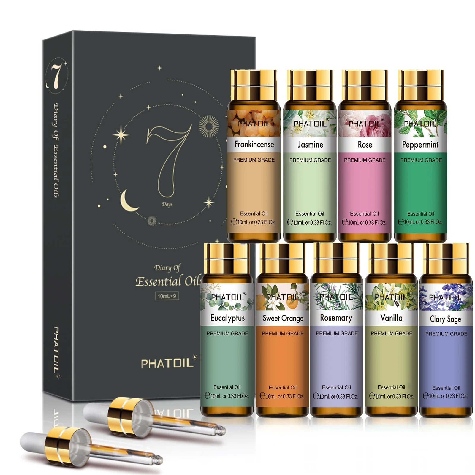Pure Essential Oil Set — Singles & 9-Piece Gift Sets | Aromatherapy, Diffuser & Candle Making