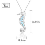 Larimar Seahorse Pendant Necklace in 925 Sterling Silver