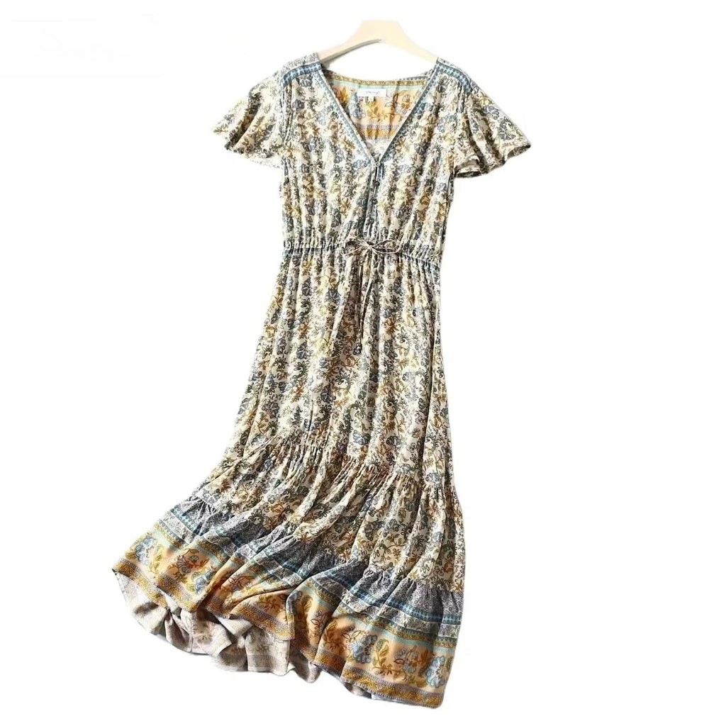 Boho Floral Tassel Maxi Dress