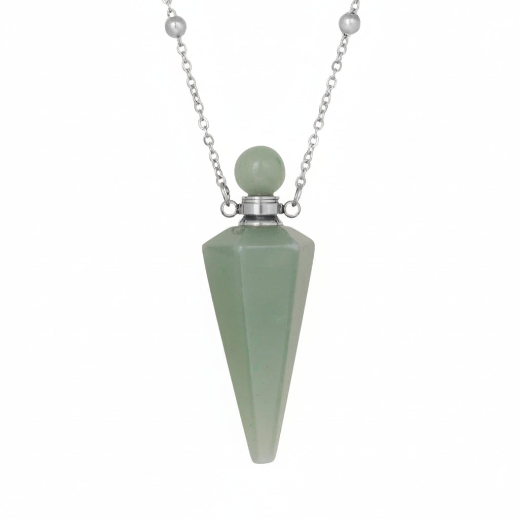 Crystal Essential Oil Diffuser Necklace — Natural Gemstone Healing Pendant