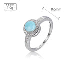 Larimar Oval Halo Pavé Ring in 925 Sterling Silver
