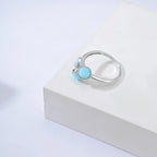 Larimar Three Stone Cluster Ring in 925 Sterling Silver