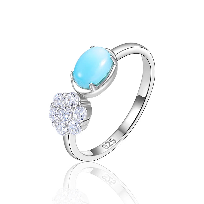 Larimar Toi et Moi Ring, 925 Sterling Silver