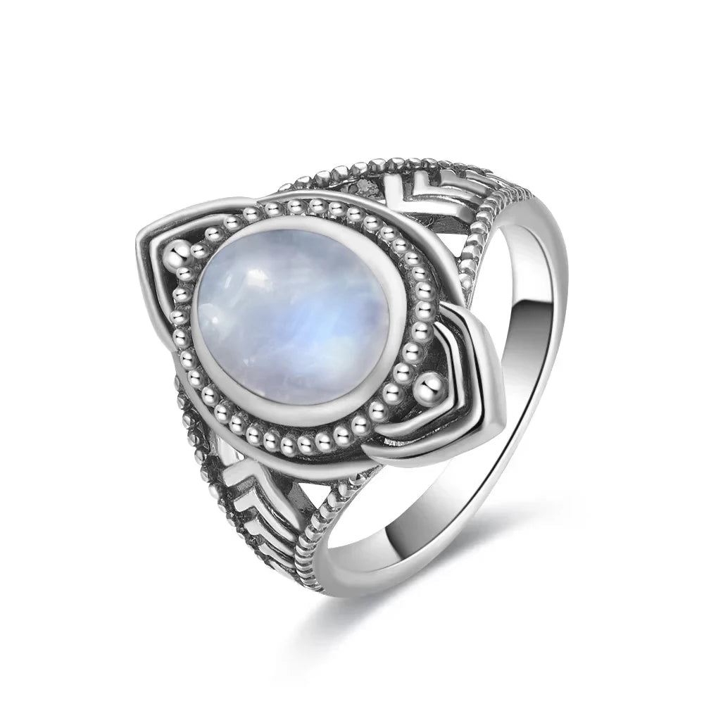 Moonstone 925 Silver Ring | Natural Gemstone Ring