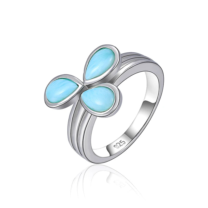 Larimar Three-Petal Clover Ring