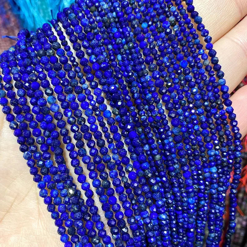 Lapis Lazuli Faceted Round Beads | A & AAA Grade | 2mm 3mm 4mm | Jewelry Making