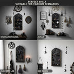 Gothic Arch Wall Cabinet – Wooden Crystal Display Case & Altar Organizer