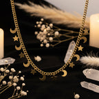 Celestial Moon & Star Gold Chain Necklace – Gentle Guidance & Cosmic Connection