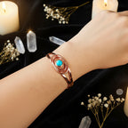 Copper Cuff Bracelet with Blue Stone | Adjustable Healing Bangle