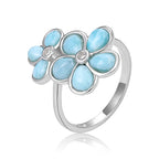 Larimar Flower Ring, 925 Sterling Silver