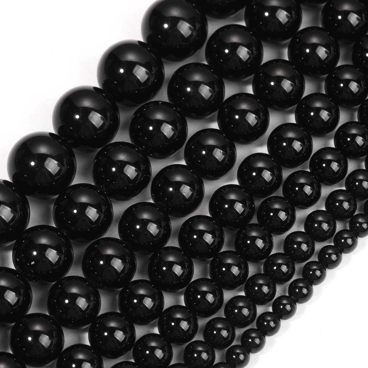 Black Obsidian Round Beads Strand — Natural Stone for Jewelry Making (4–18mm)