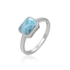 Larimar Rectangular 925 Sterling Silver Ring