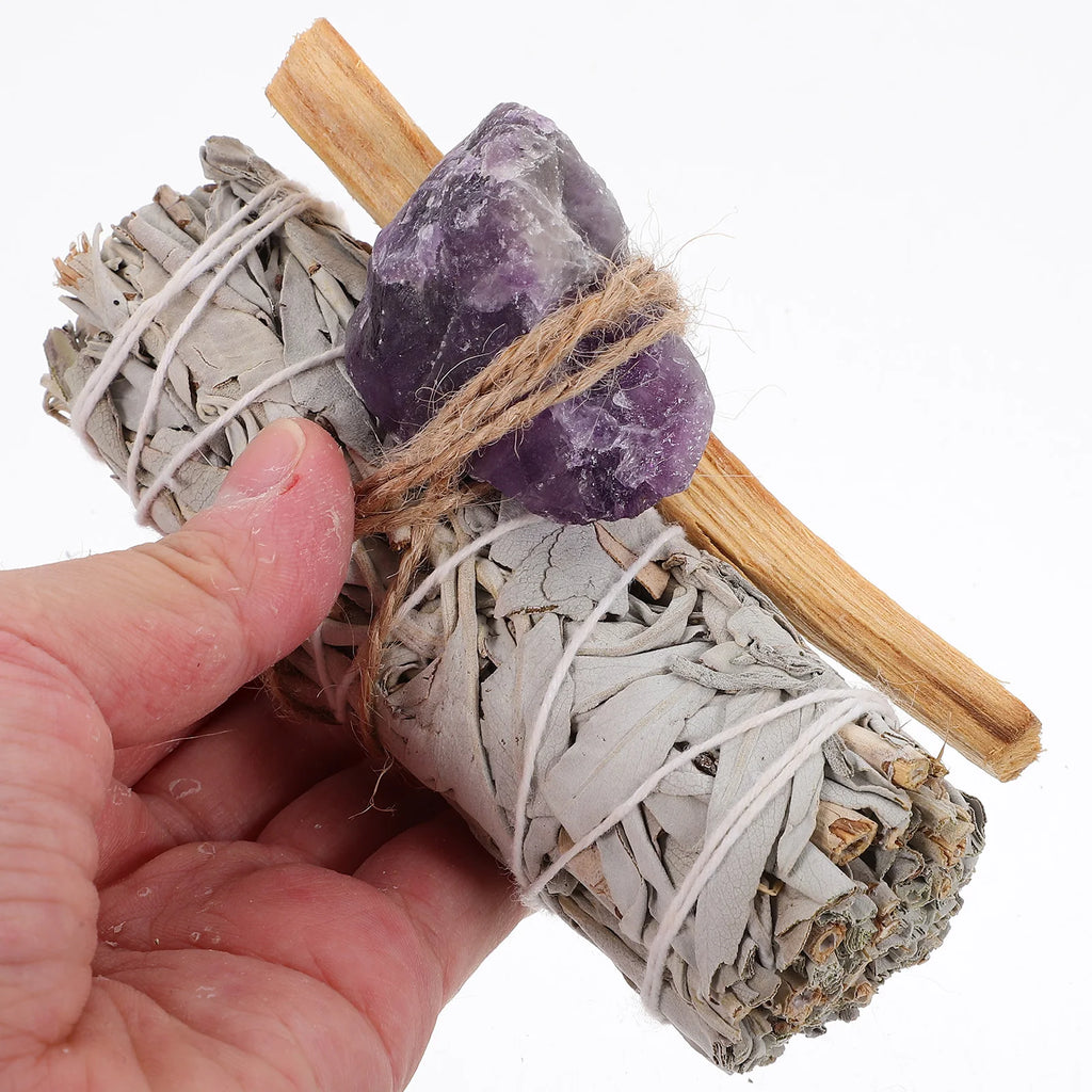Sacred Smudging Ritual Bundle | White Sage, Palo Santo & Amethyst