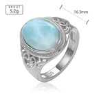 Larimar Oval Cocktail Ring, Zircon Accents