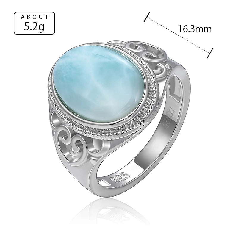 Larimar Oval Cocktail Ring, Zircon Accents