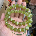 Natural Xiuyu Jade Round Bead Bracelet | Green Nephrite