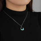 Larimar Ocean Wave Pendant Necklace in 925 Sterling Silver