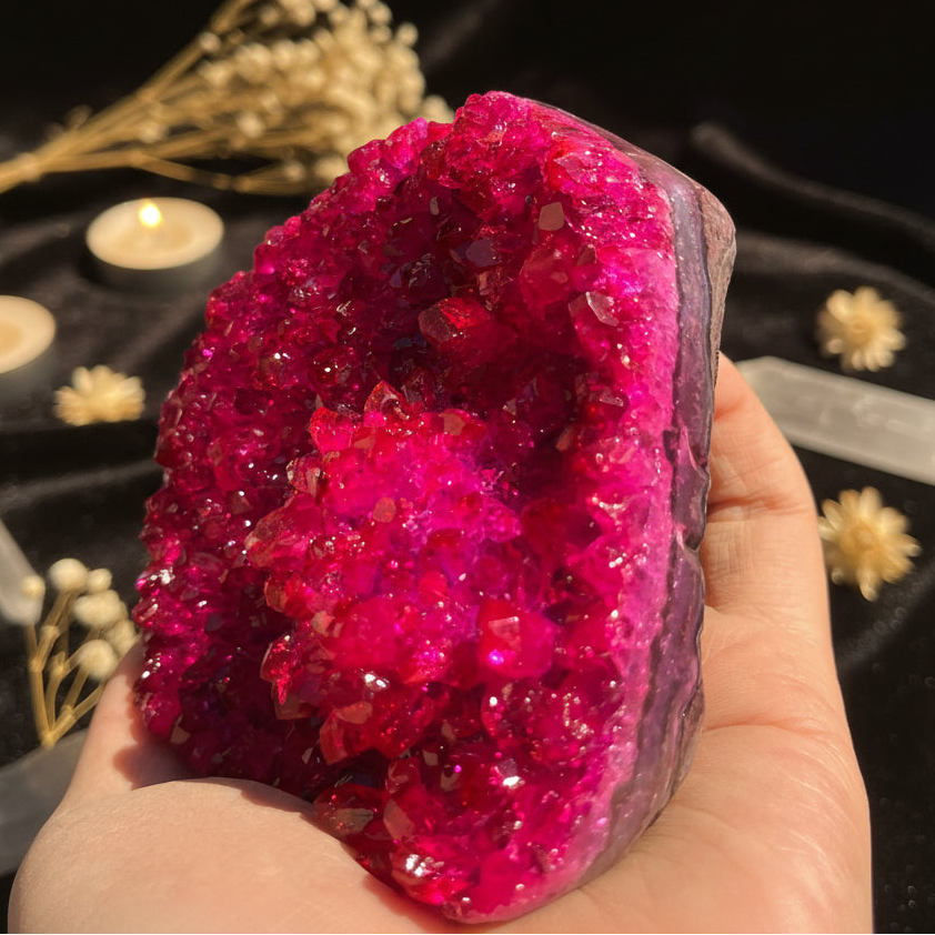 Natural Pink Geode Quartz Cluster – Raw Crystal Specimen for Home Decor