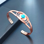 Copper Cuff Bracelet with Blue Stone | Adjustable Healing Bangle