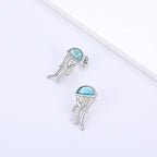 Larimar Jellyfish-Inspired Drop Earrings in 925 Sterling Silver