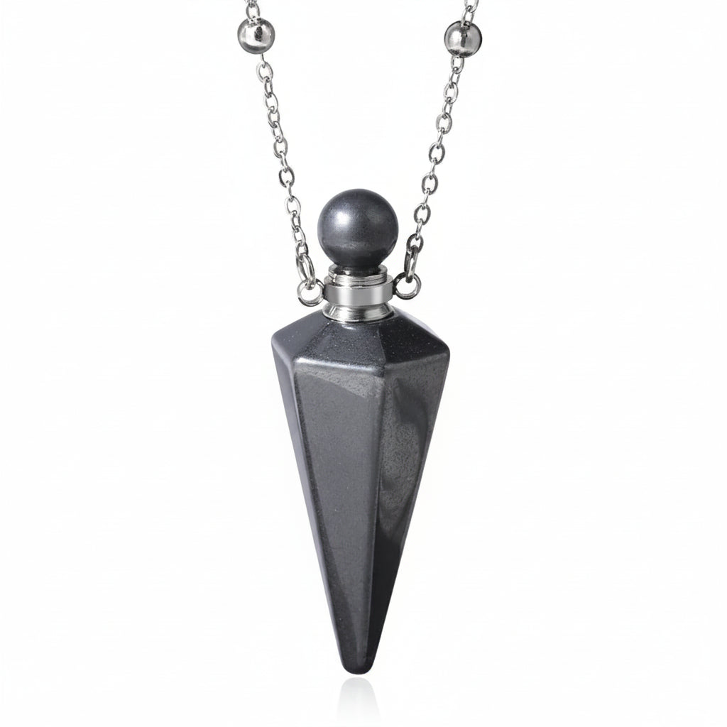 Crystal Essential Oil Diffuser Necklace — Natural Gemstone Healing Pendant