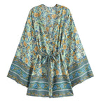 Boho Floral Short Kimono with Waist Tie