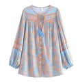 Floral Tassel V-Neck Boho Blouse