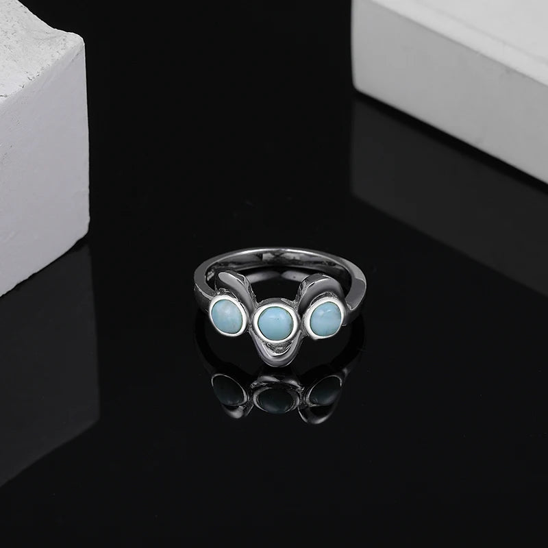 Larimar Cluster 925 Sterling Silver Ring
