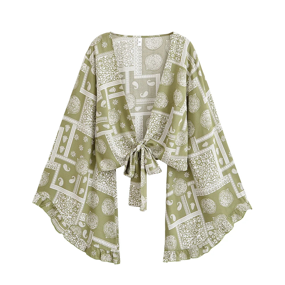 Floral Kimono Boho Set – Wide Leg Pants & Kimono Top