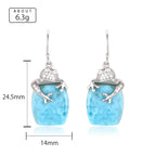 Larimar Barrel Drop Earrings, Lizard Charm