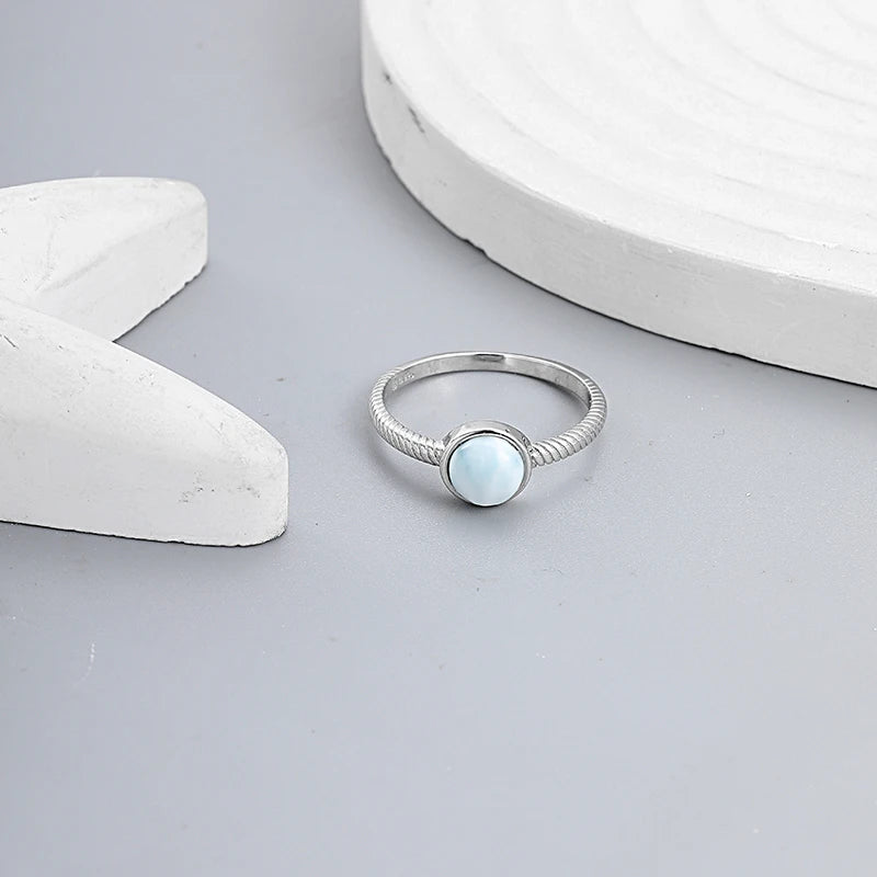 Larimar Round Ring, Rope Texture Band