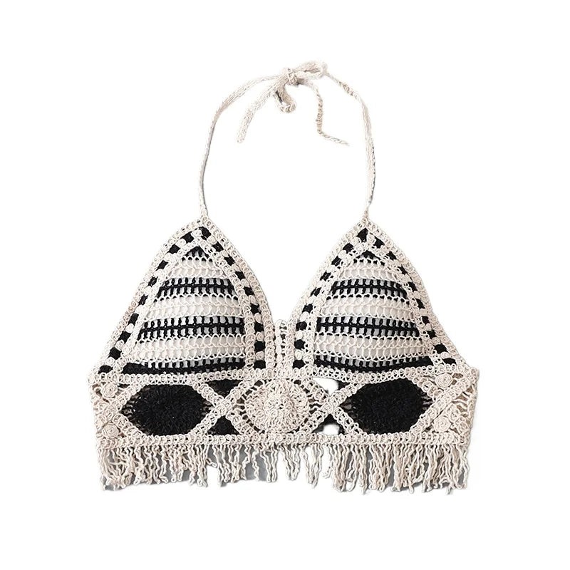 Boho Crochet Tassel Halter Bralette