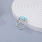 Larimar Round Halo Ring, 925 Sterling Silver