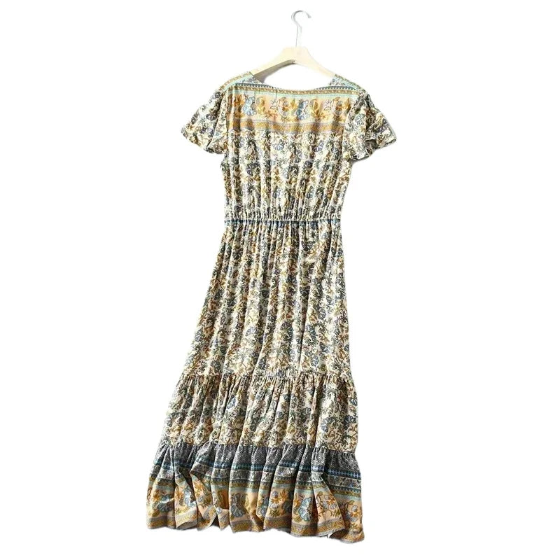 Boho Floral Tassel Maxi Dress