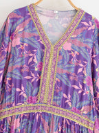 Purple Bohemian Floral V-Neck Maxi Dress