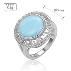 Larimar Oval Statement Ring in 925 Sterling Silver