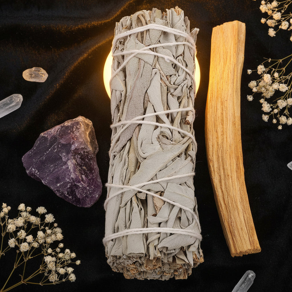Sacred Smudging Ritual Bundle | White Sage, Palo Santo & Amethyst
