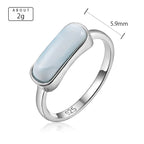 Larimar Rectangular Minimalist Ring, 925 Sterling Silver