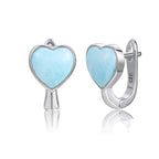 Larimar 925 Silver Heart & Triangle Earrings