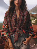 Floral Rayon Boho Kimono Beach Cover-Up