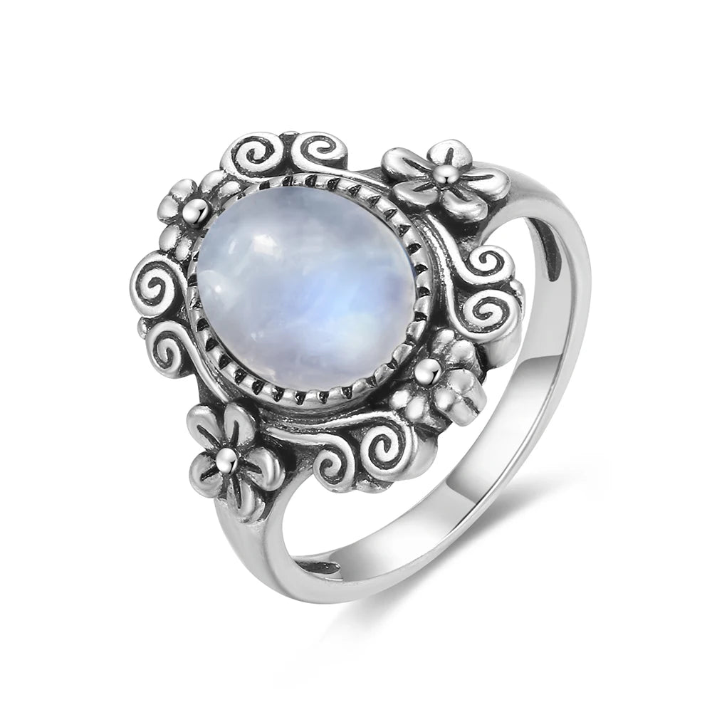 Moonstone 925 Silver Ring | Natural Gemstone Ring