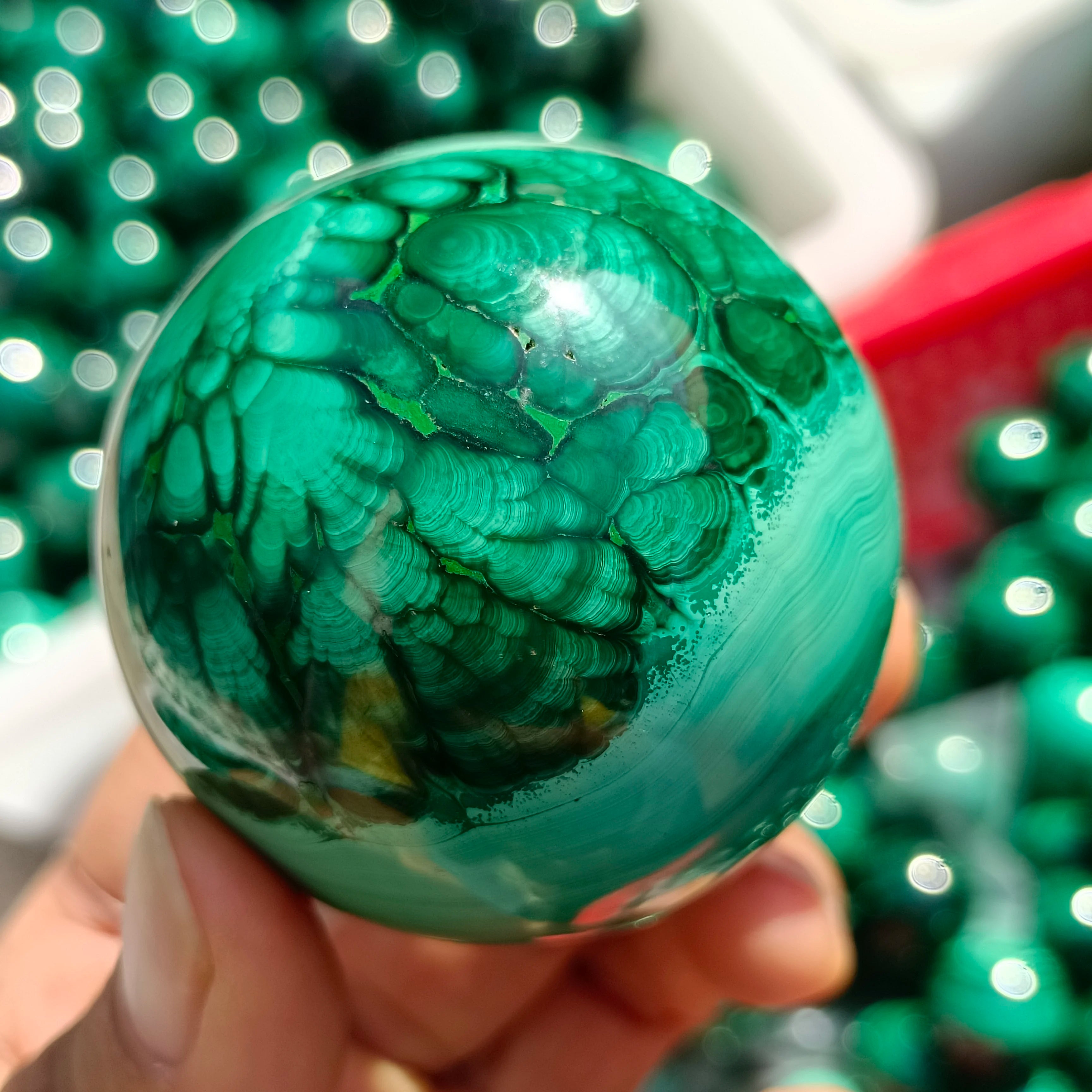 Malachite Crystal Sphere | Natural Green Stone Ball for Healing & Abundance