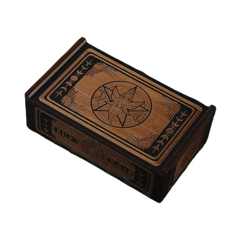 Wooden Tarot Card Storage Box | Engraved Sliding Lid | Choose Your Design